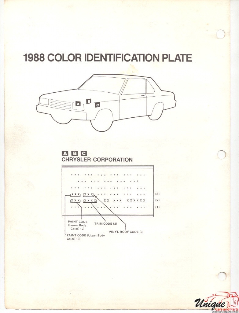 1988 Chrysler Paint Charts DuPont 6